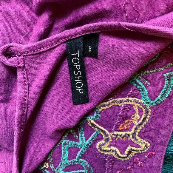 Purple Embroidered Topshop Tunic - Picture 3 of 5